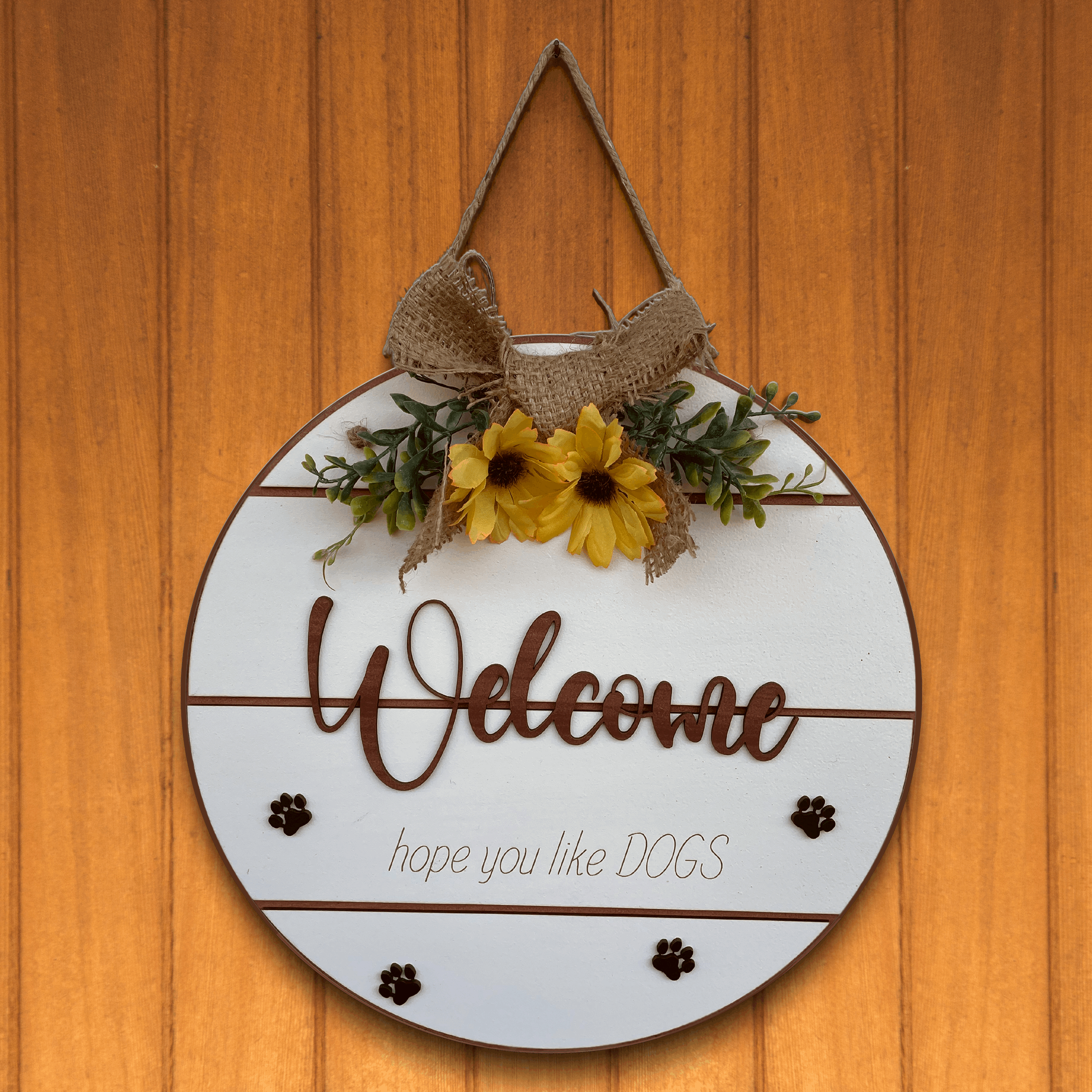 Welcome Hope You Like Dogs Wooden Hanging Wall Art Wemy Store