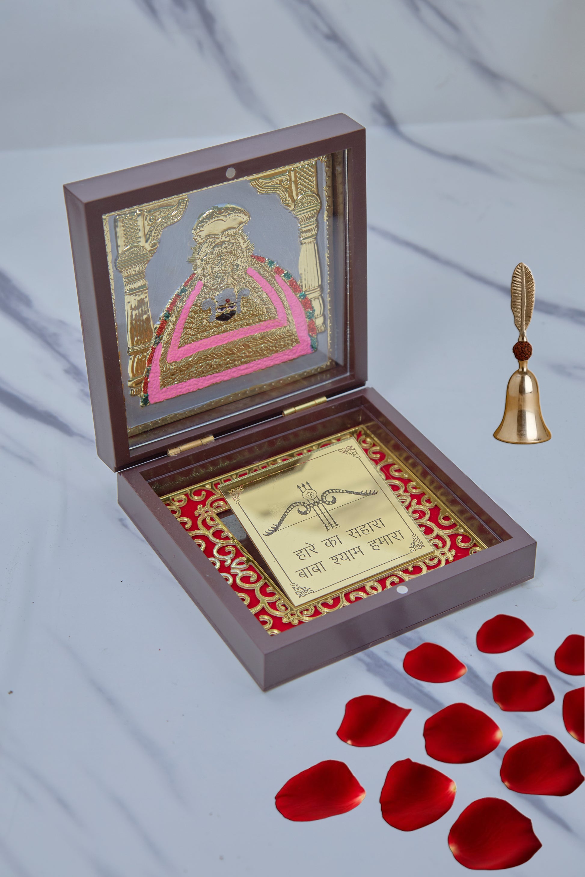 Khatu Shyam Pocket Temple gold plated with bell 