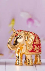 Premium Quality Gold Plated Resin Elephant Show Piece Red (3 Inches)