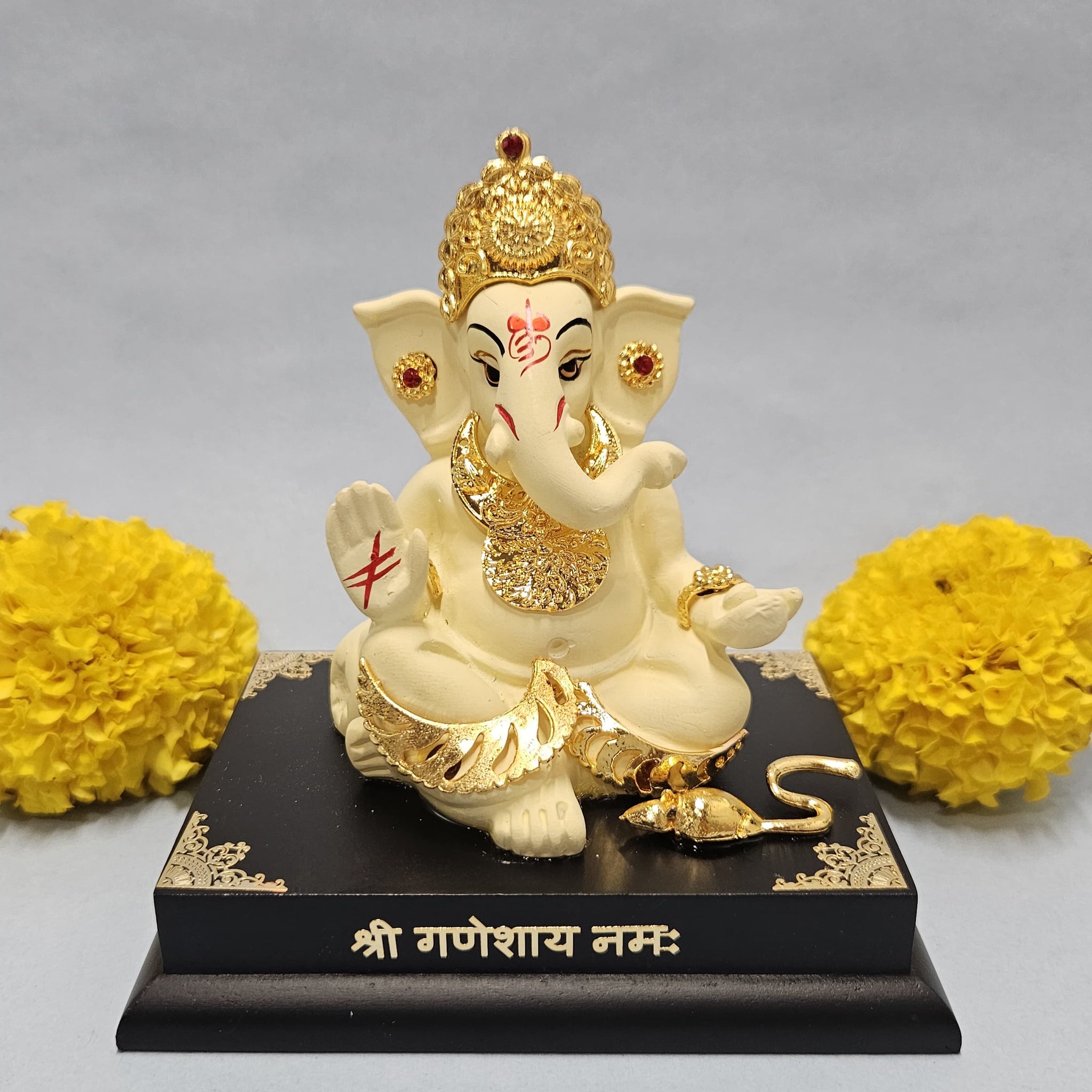 Gold Plated Lord Jewelry Ganesha Idol (4.5 inches)