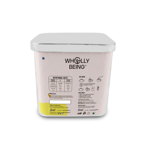Wholly Being Yellow Submarine Tea(caffeine free) for kids for better digestion with Freeze dried Alphonso Mango, Freeze dried Blueberry, Fennel, Cinnamon, Ajwain, Ginger (20 tea bags) Wemy Store