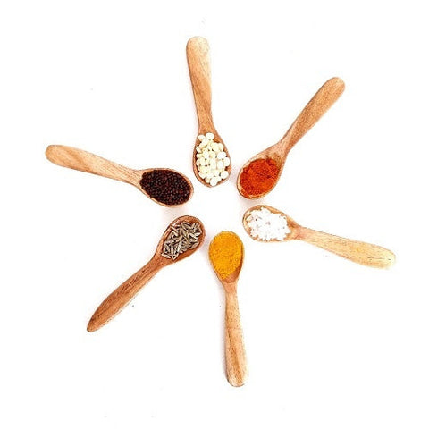Wooden Masala Spoon (Set of 6) Compact for Salt, Pickle, Turmeric, Spices Wemy Store