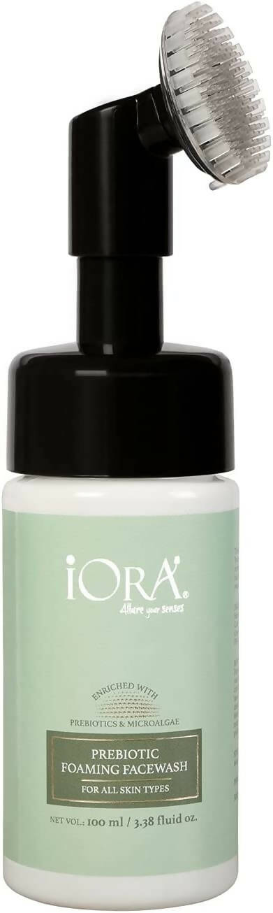 iORA Prebiotic Foaming Facewash with Silicone Cleanser Brush, powered by Seabuckthorn, Green Tea & Neem; Deep cleanses, Hydrates & Refreshes, helps against Acne, Oily & Dry Skin, For All Skin Types(100ml) Wemy Store