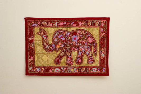 Elephant embroidered wall decor