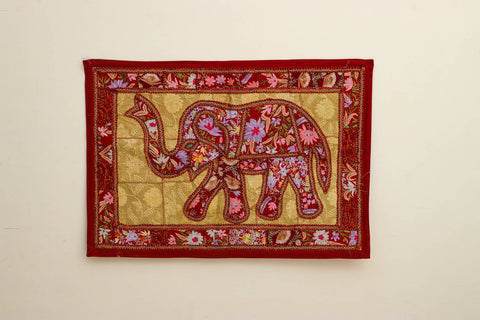 Elephant embroidered wall decor