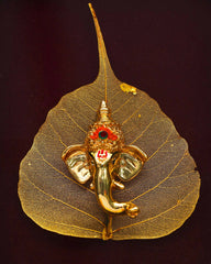 Golden Ganesha Leaf Frame for Home Decor and Gifting