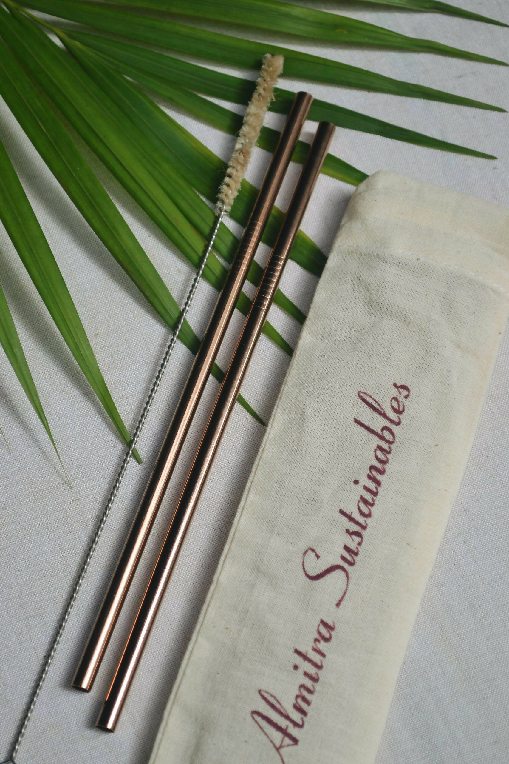 Reusable Copper Straw (Straight) Pack of 2 with Cleaner