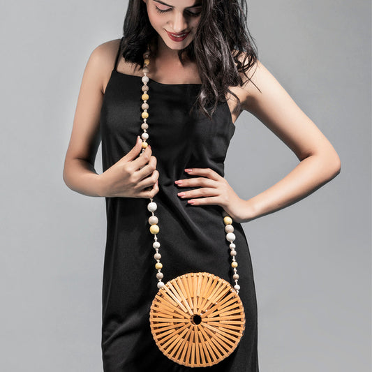IMARS Stylish Basket Bag Caramel For Women & Girls (Crossbody) Made With Wood