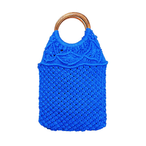 IMARS Macrame Bag Blue For Women & Girls (Beach Bag) Made With Macrame Yarn