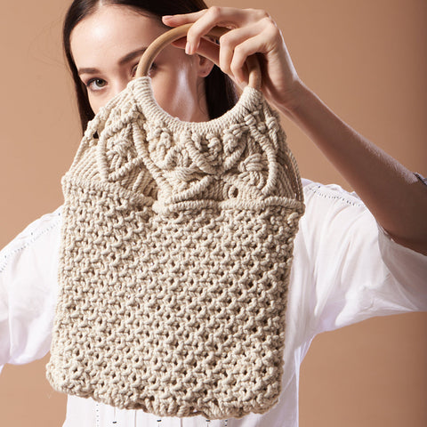 IMARS Macrame Bag White For Women & Girls (Beach Bag) Made With Macrame Yarn