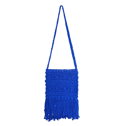 IMARS Macrame Bag Blue For Women & Girls (Beach Bag) Made With Macrame Yarn
