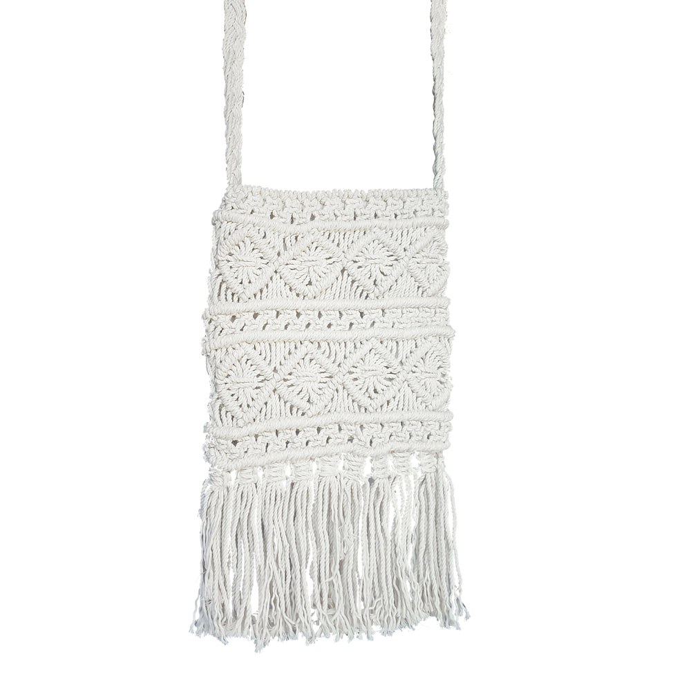 IMARS Macrame Bag White For Women & Girls (Beach Bag) Made With Macrame Yarn