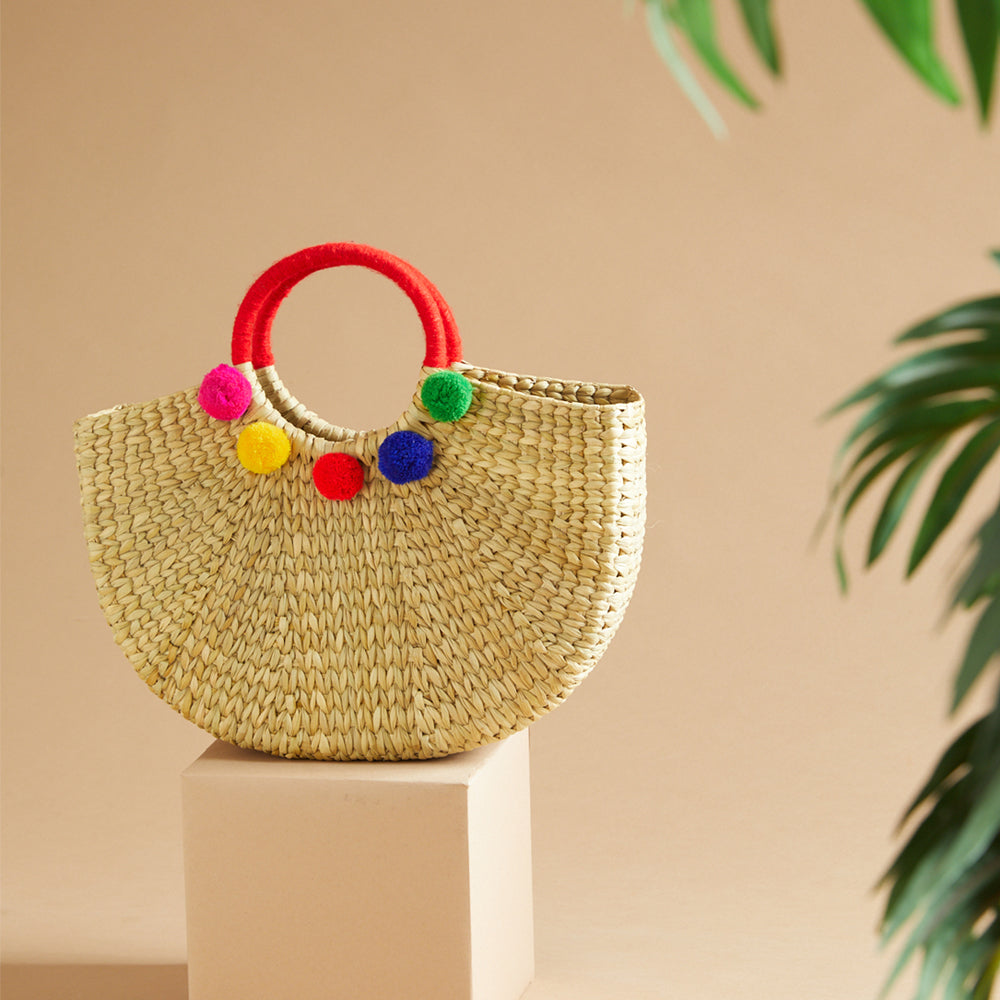 IMARS Stylish Handbag Multi Color For Women & Girls (Basket Bag) Made With Kuana Grass