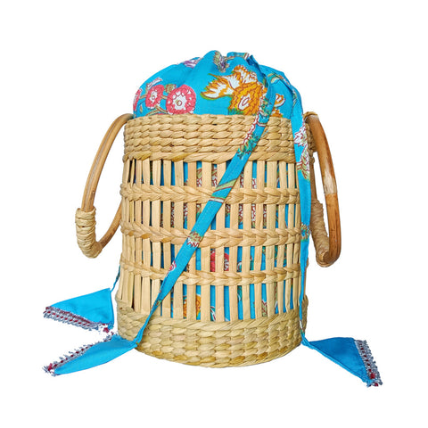 IMARS Stylish Handbag Blue For Women & Girls (Basket Bag) Made With Wood