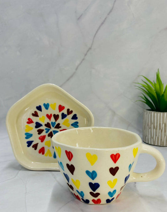 Ceramic Multi Colour Heart Tea set