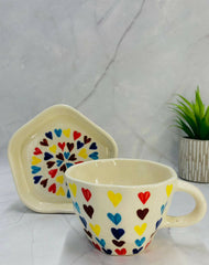 Ceramic Multi Colour Heart Tea set