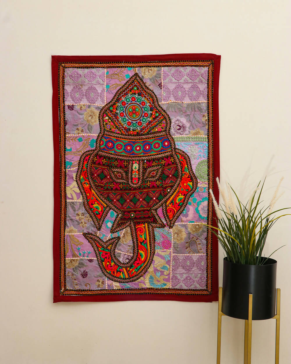 Ganesha embroidered wall decor