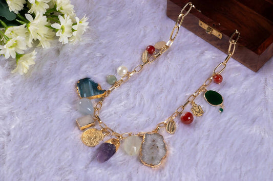 Zaariya Multi stone and pearl necklace