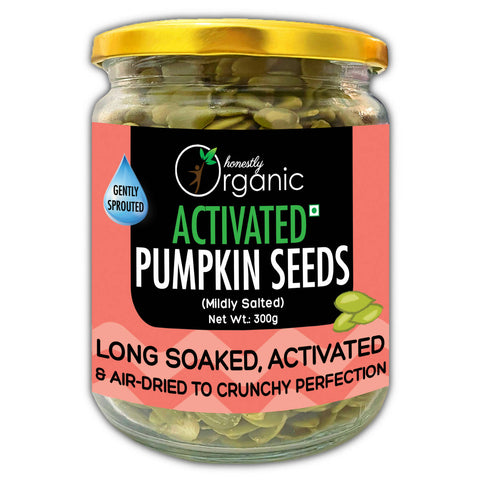 Activated/Sprouted Organic Pumpkin Seeds - Mildly Salted (Organic, Long Soaked & Air Dried to Crunchy Perfection) - 300g