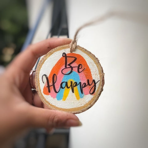 Be happy- rainbow wall hanging