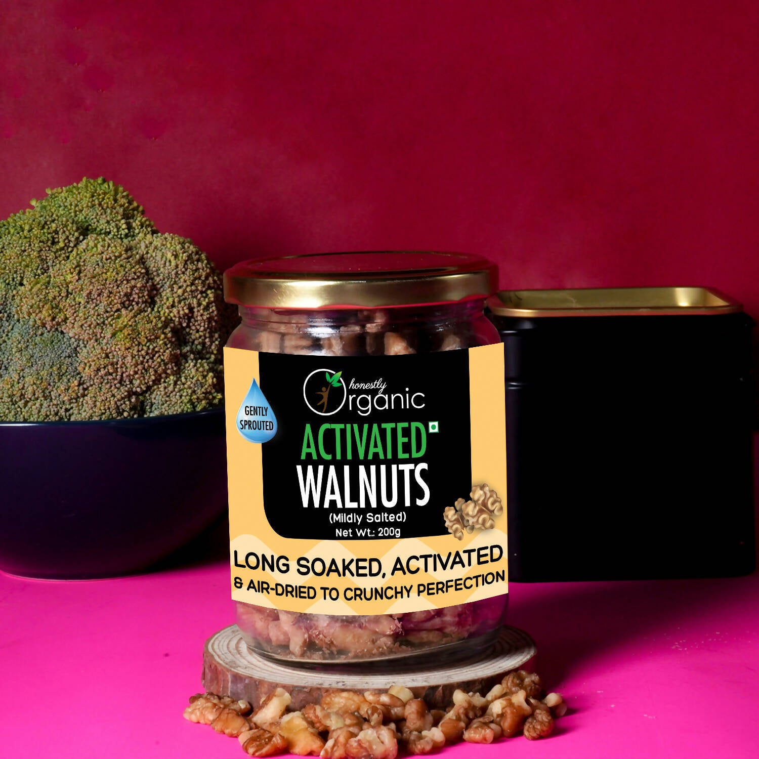 "Activated/Sprouted Walnuts - Mildly Salted (100% Natural, Long Soaked & Air Dried to Crunchy Perfection) - 200g "