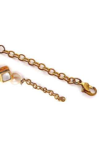White Gold Tone Kundan Inspired Pearl Bracelet