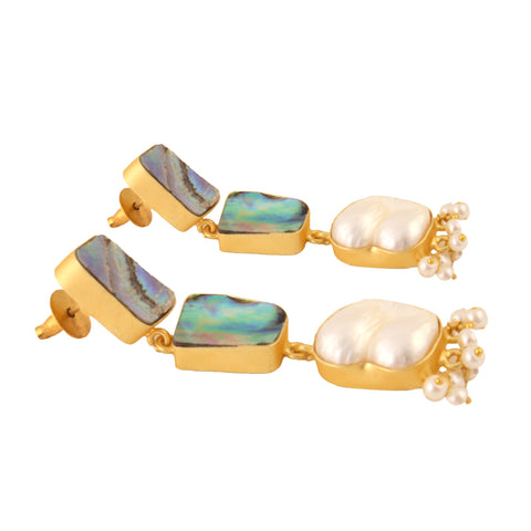 Contemporary Abalone Baroque pearl Earrings