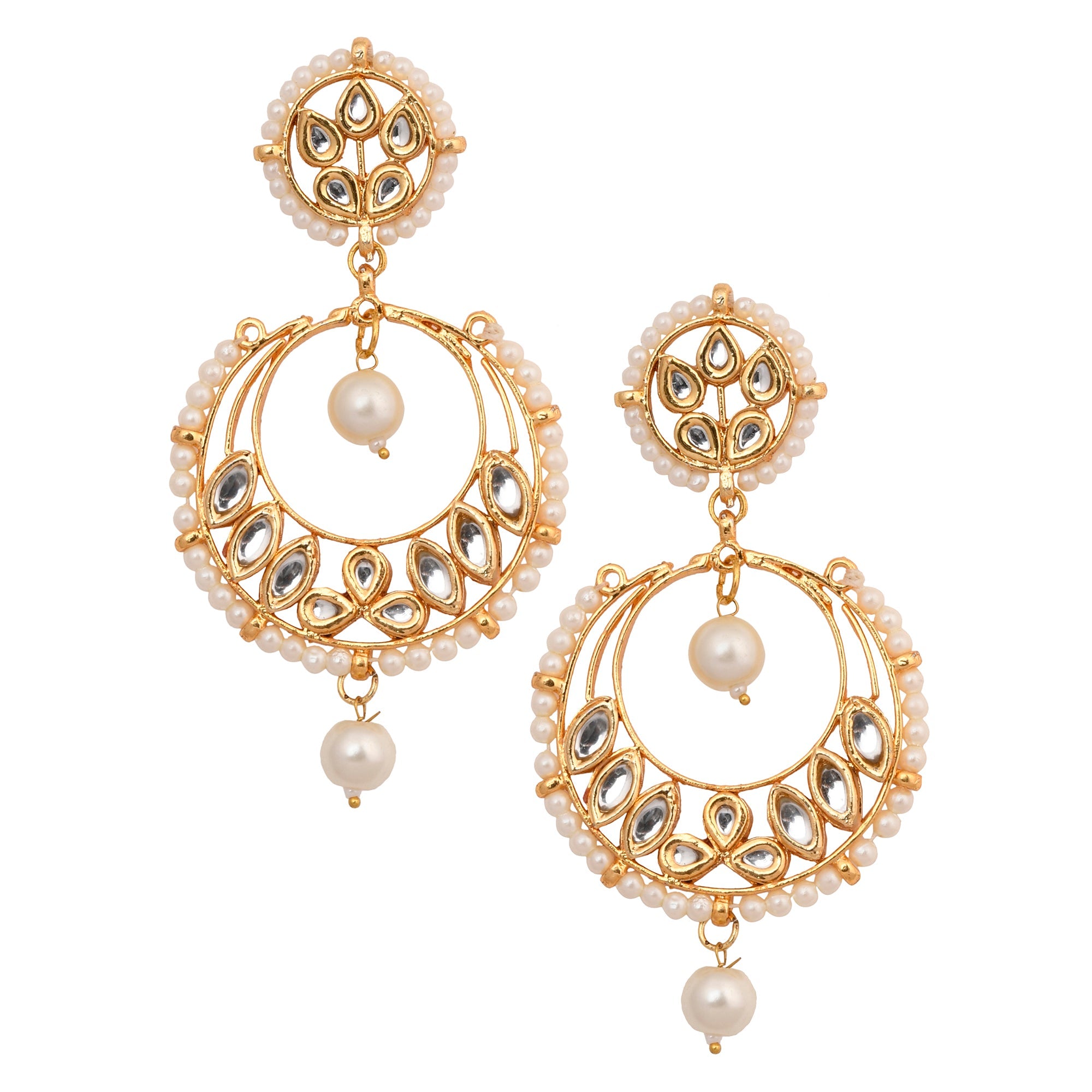 Pearl beaded Kundan Inspired drop earrings