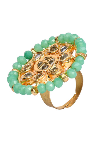 Kundan Inspired Gold toned  Adjustable ring