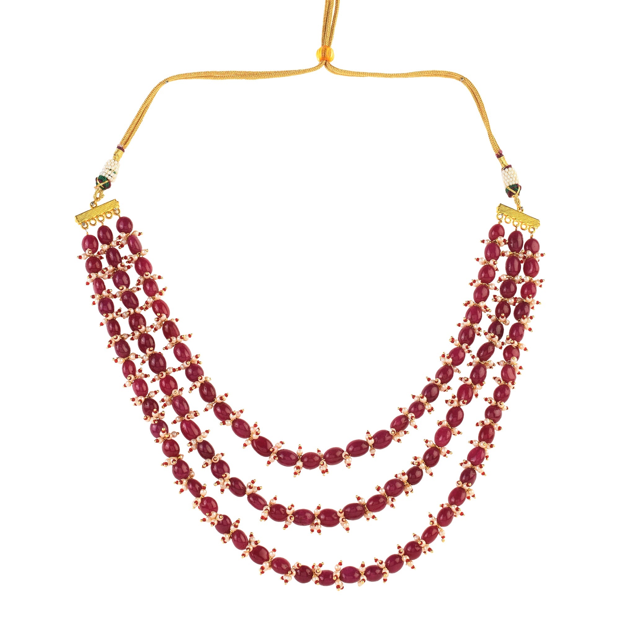 Ruby Beaded Necklace With Pearls
