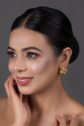 Gold tone Kundan inspired earrings