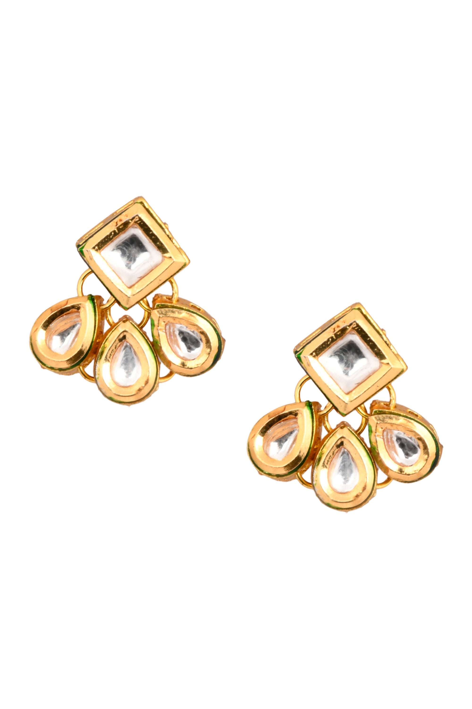 Gold tone Kundan inspired earrings