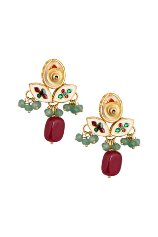 Green Ruby beaded Kundan inspired earrings