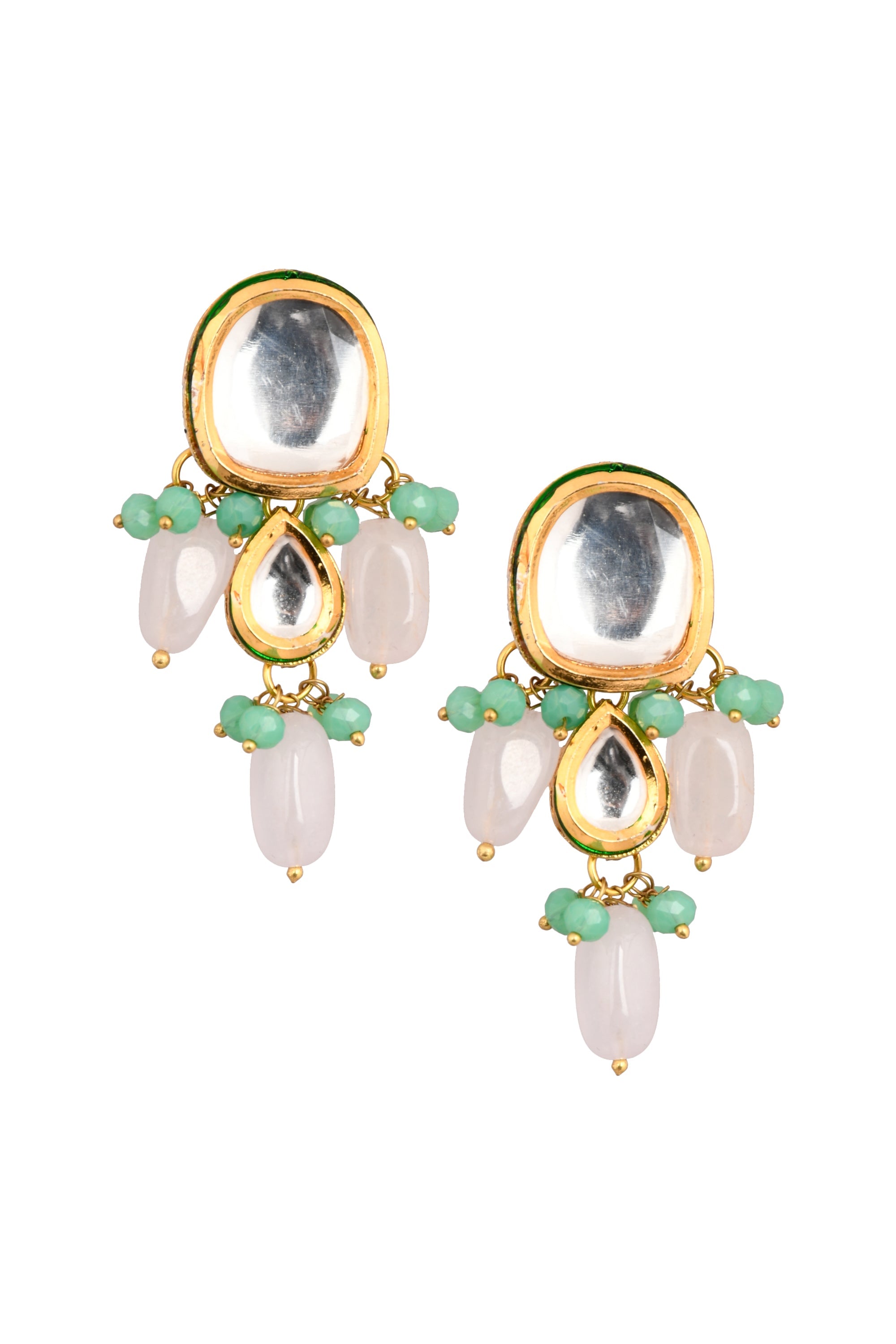 Kundan earrings with Pastel beads