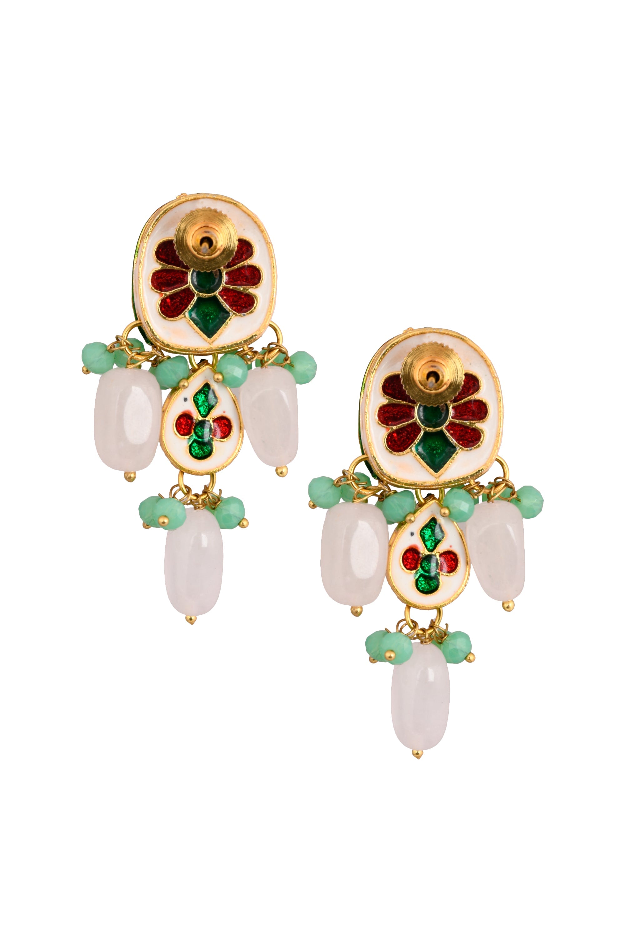 Kundan earrings with Pastel beads