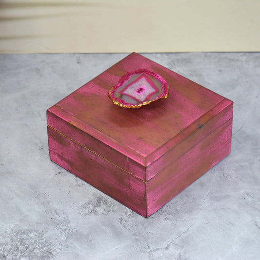 Pink Box with Agate Knob