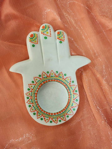 Handpainted Hamza hand with Diya (Set of 3)