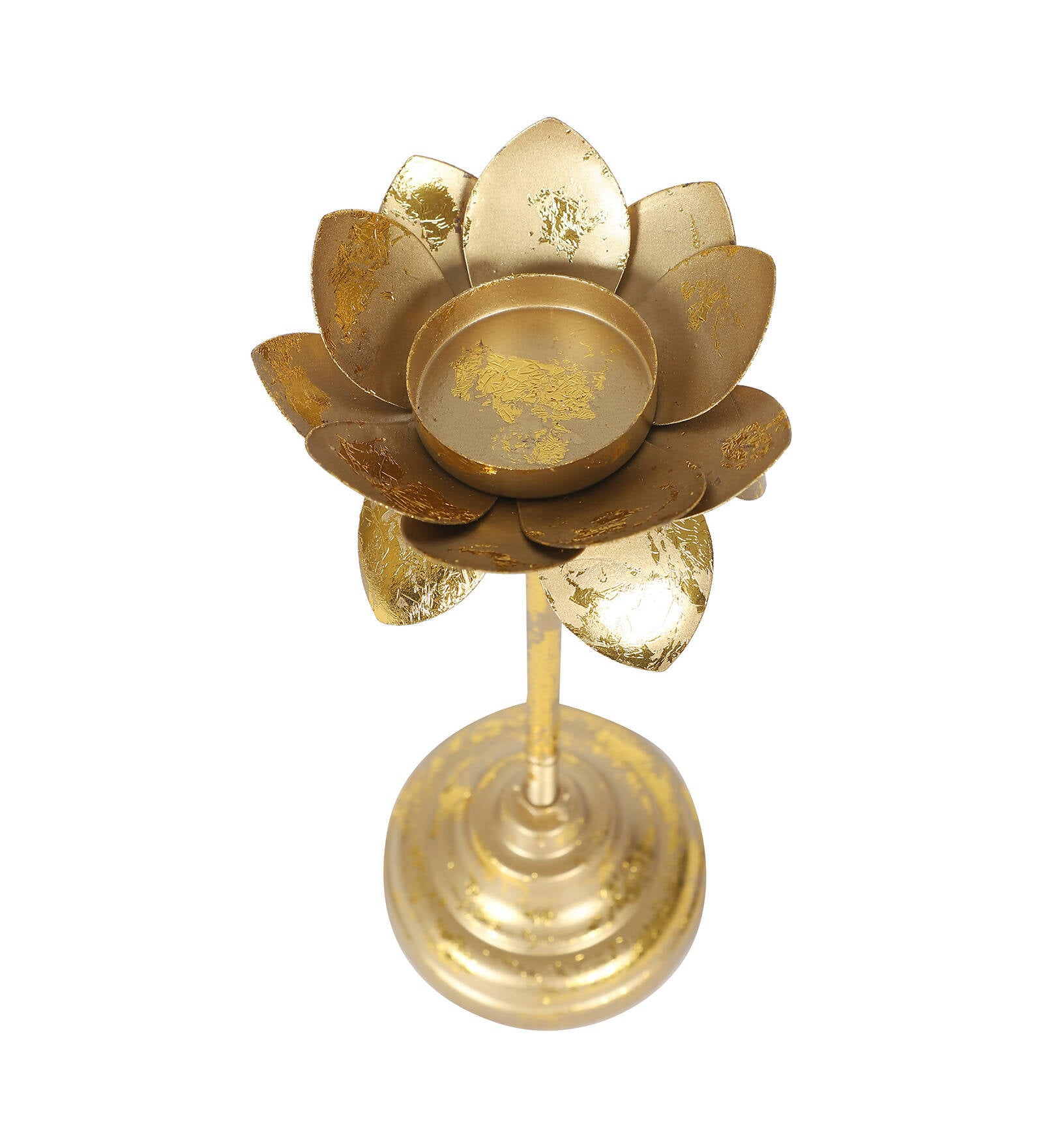Three Layer Lotus With 4 Green Glass Votive Tealight Holder