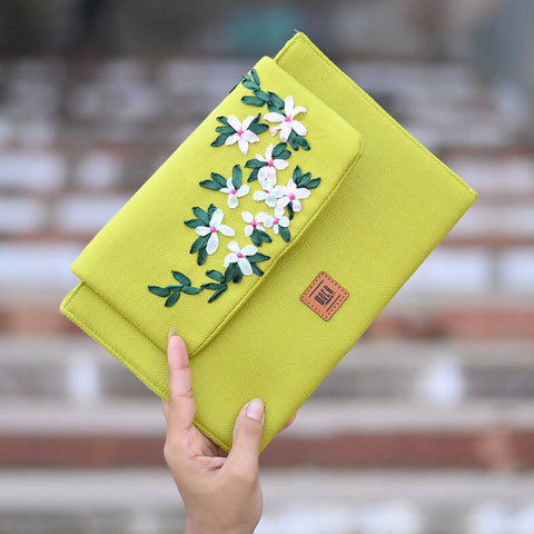 PunchLime Hand Embroidery Canvas Clutch