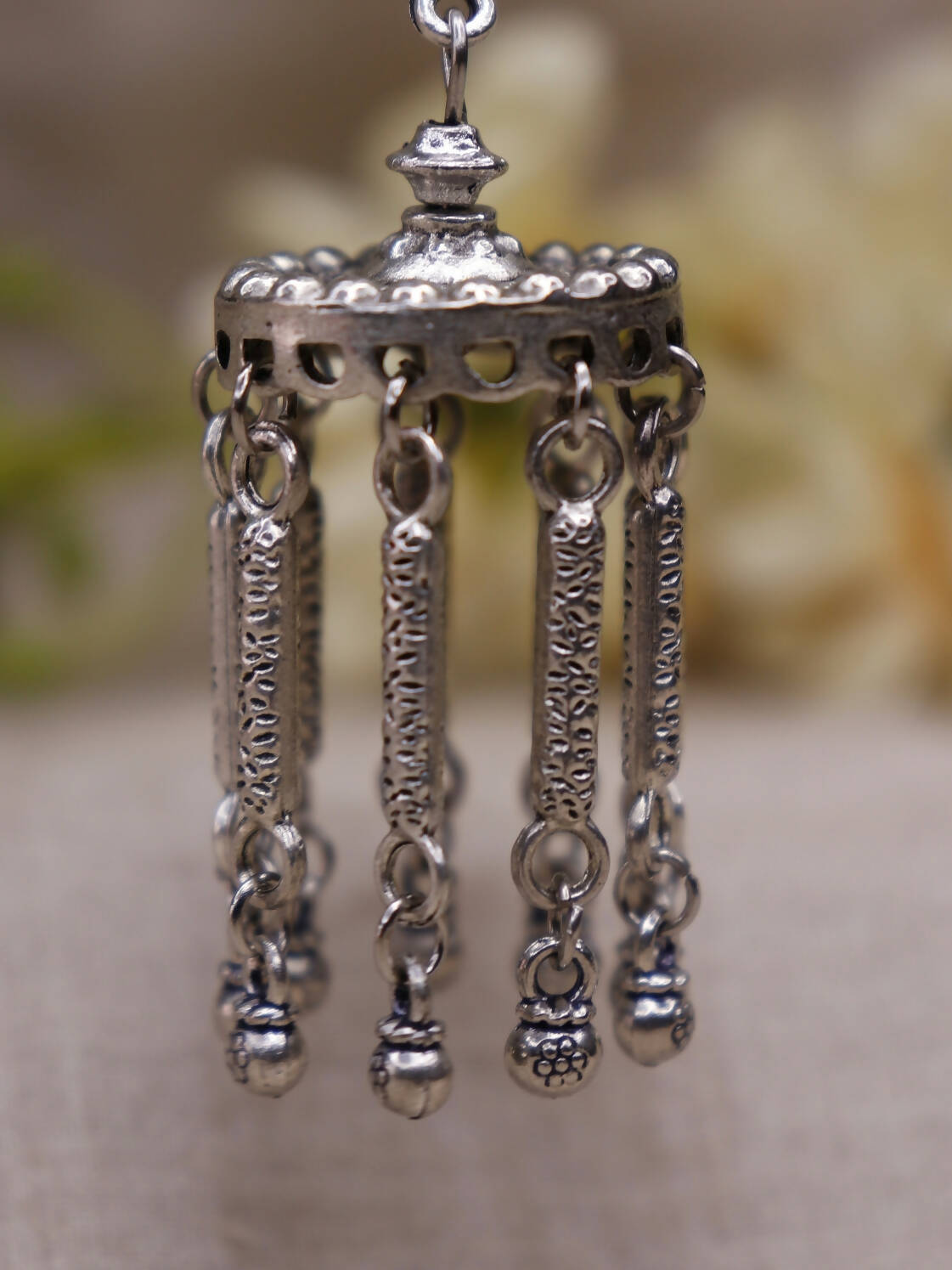 Handmade German silver Oxidized Silver look alike Evening Dinner Party Minimalistic Dangler Earrings - JHANAK