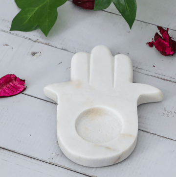 Hamza Hand Marble Tealight Candle Holder