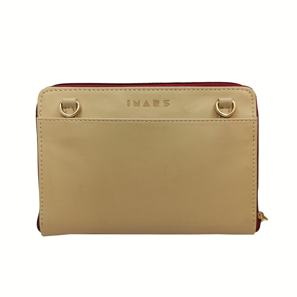 IMARS Stylish Crossbody Cream For Women & Girls (Wallet) Made With Faux Leather