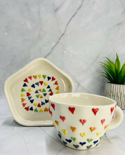 Ceramic Multi colour 3D Heart Tea set