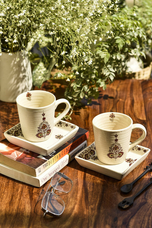 Tales of Gulnar coffee mugs with Multipurpose Platters- Set of 2