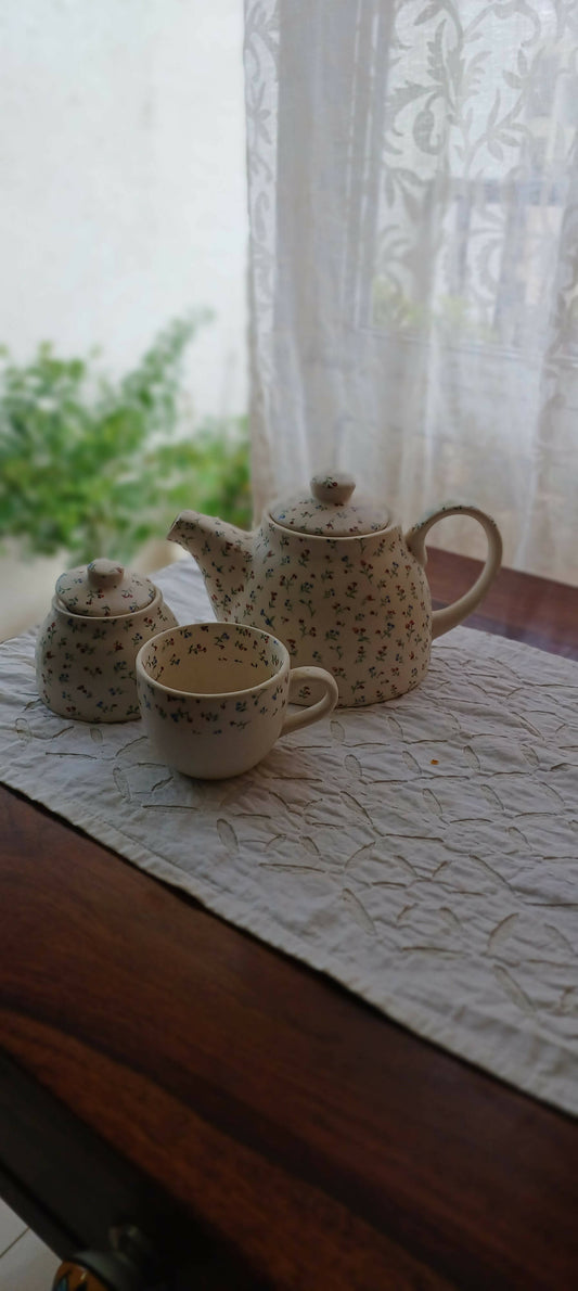 The Enchanted Meadow Handcrafted stoneware Ceramic Kettle Set