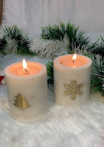 Marble Snowflake and Christmas tree Tealight holder