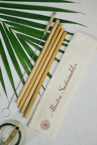Bamboo Straw ( Pack of 4) With 1 Cleaner