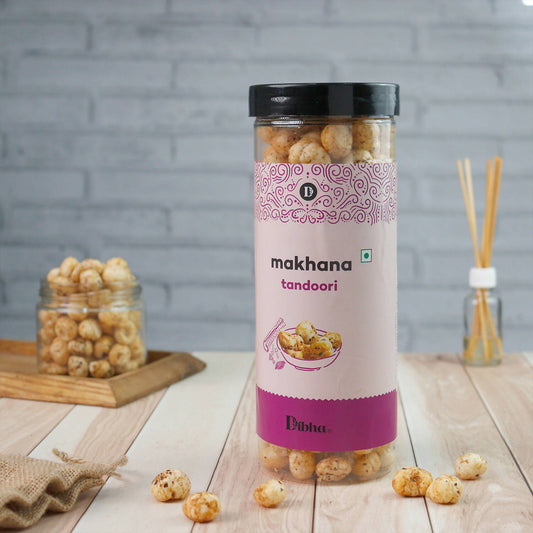 DIBHA - HONEST SNACKING ROASTED & Flavoured Tandoori Makhana, Salt & Pepper|Roasted Makhana (Foxnut) | Pack Of 2, 100g Each| Party Snacks| Namkeen Snacks