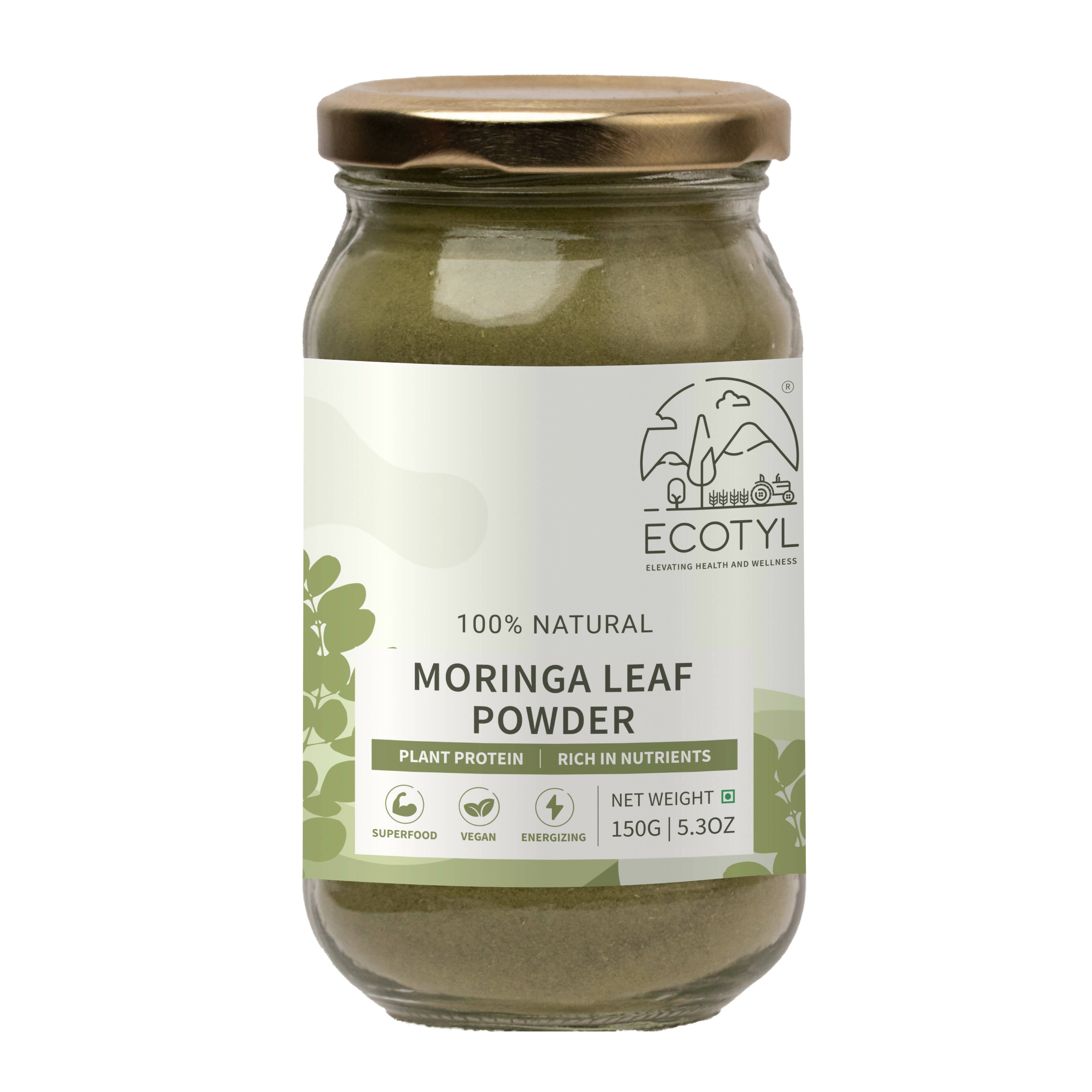 Ecotyl Moringa Leaf Powder | Natural Multi-Vitamin | Good for Hair & Skin | 150g