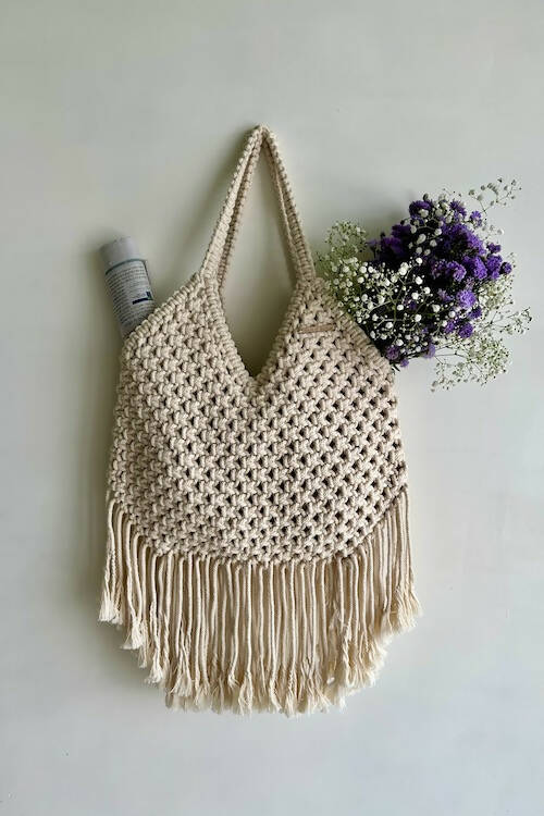 House of Macrame "Nomadic knots" Tote Bag - Off white